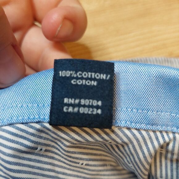 Nautica Men's Classic-Fit Blue White Cotton Long-Sleeve Button Dress Shi… - Picture 13 of 16